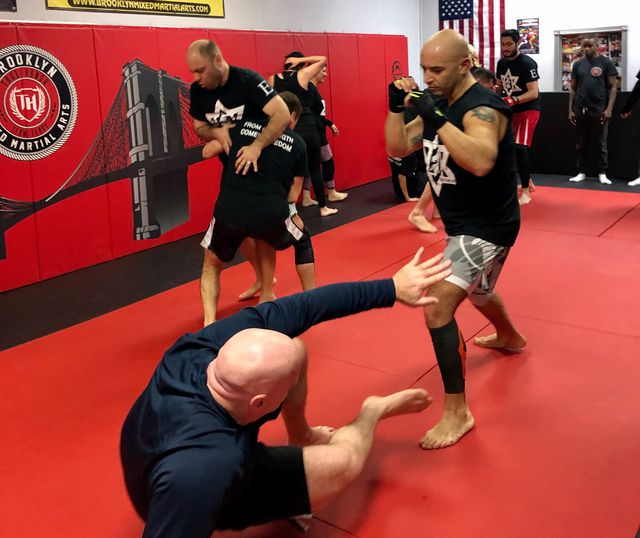 Students at the self-defense class